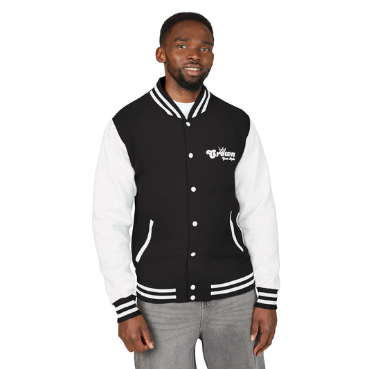 Letterman Jacket — Minimal Floral Patch Varsity Jacket