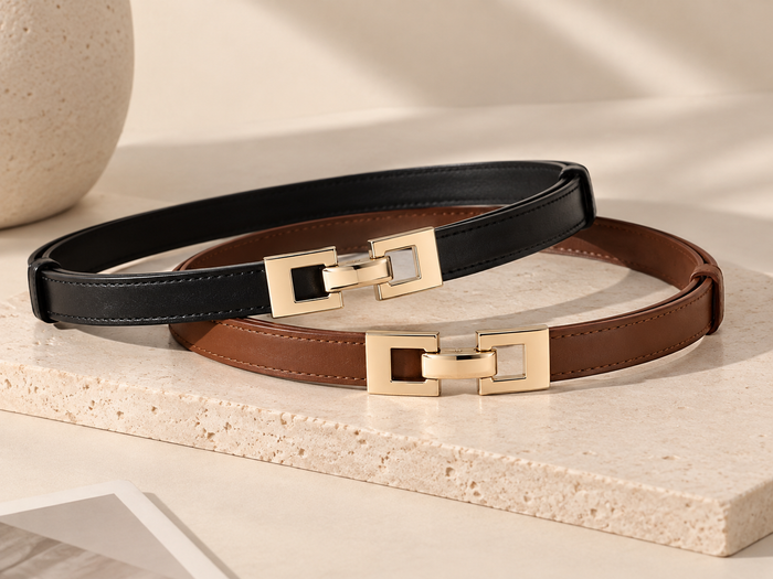 Skinny Belt with Golden Buckle