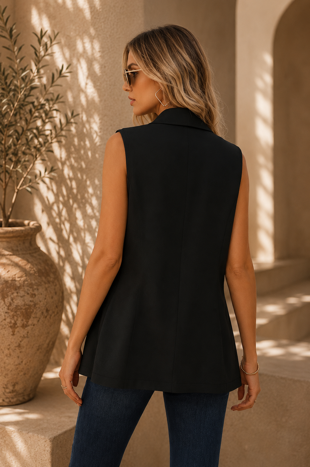 Minimal Longline Vest Coat