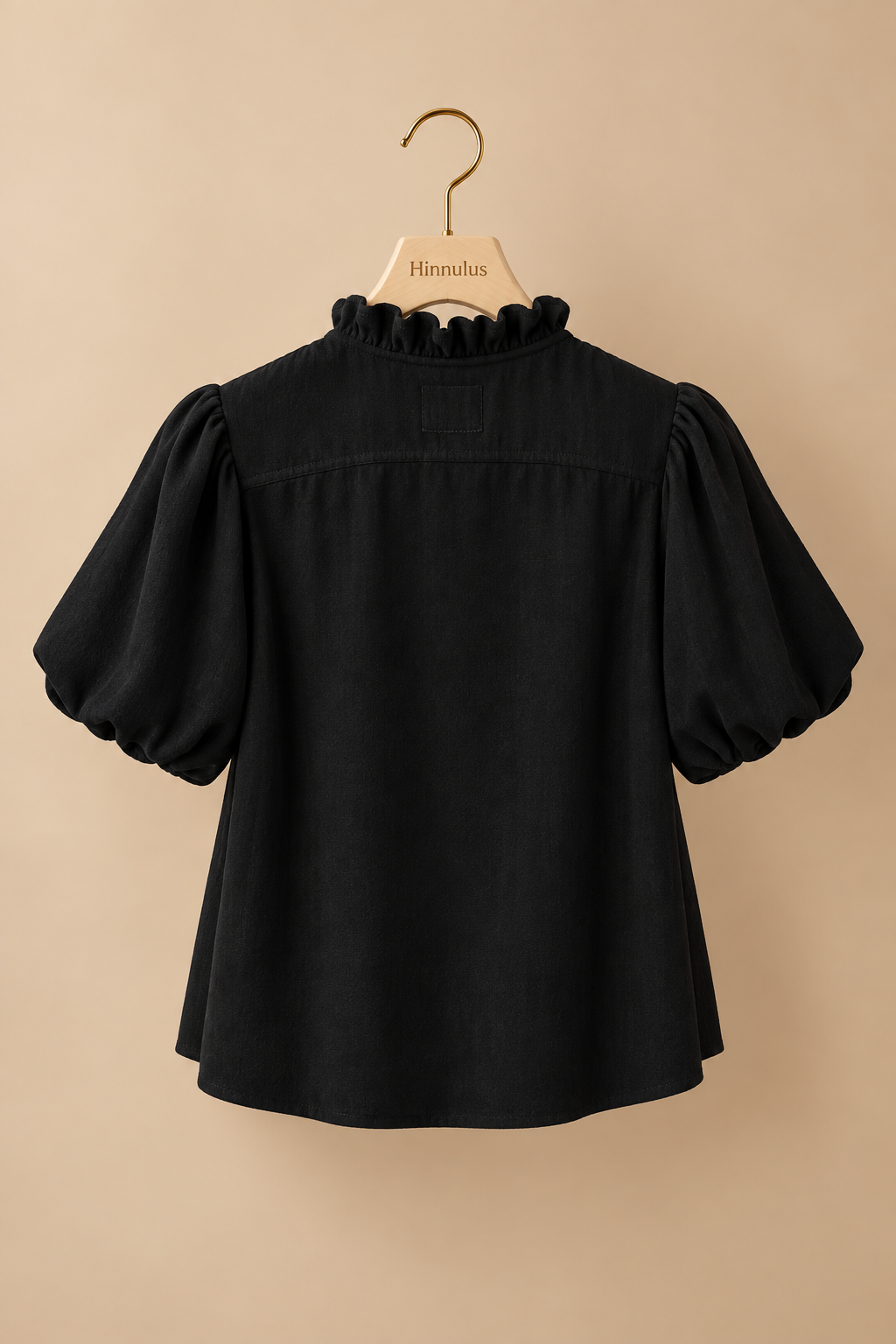 Linen Scallop Trim V-Neck Blouse