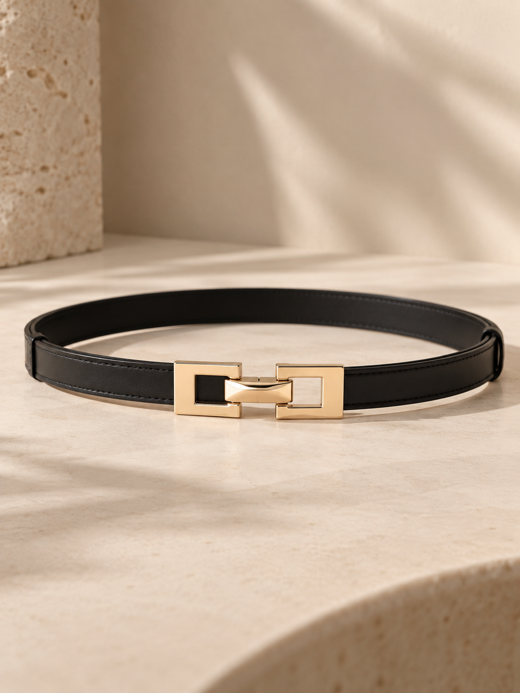 Skinny Belt with Golden Buckle