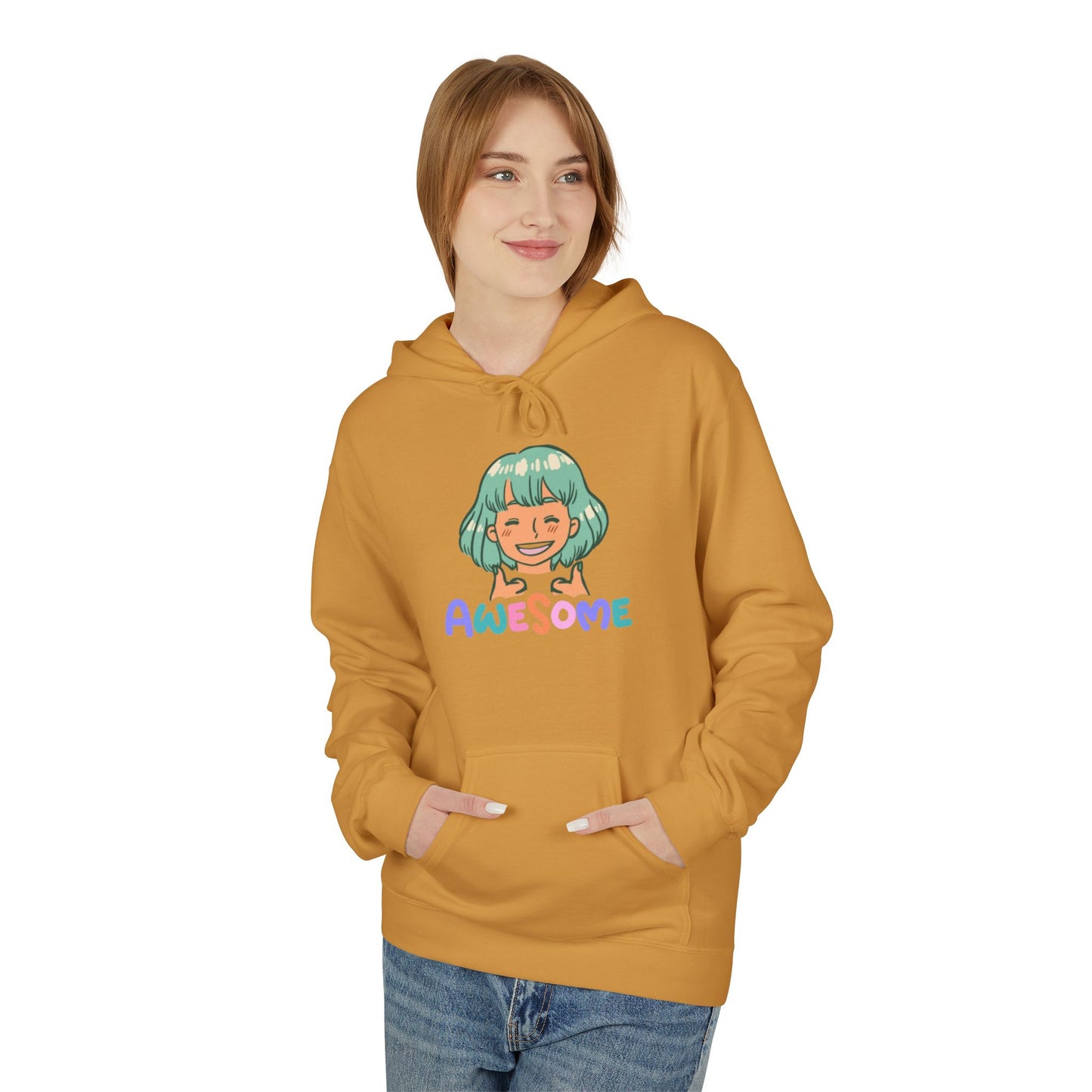 Hoodie — Cute Anime Girl 'Awesome' Graphic Pullover