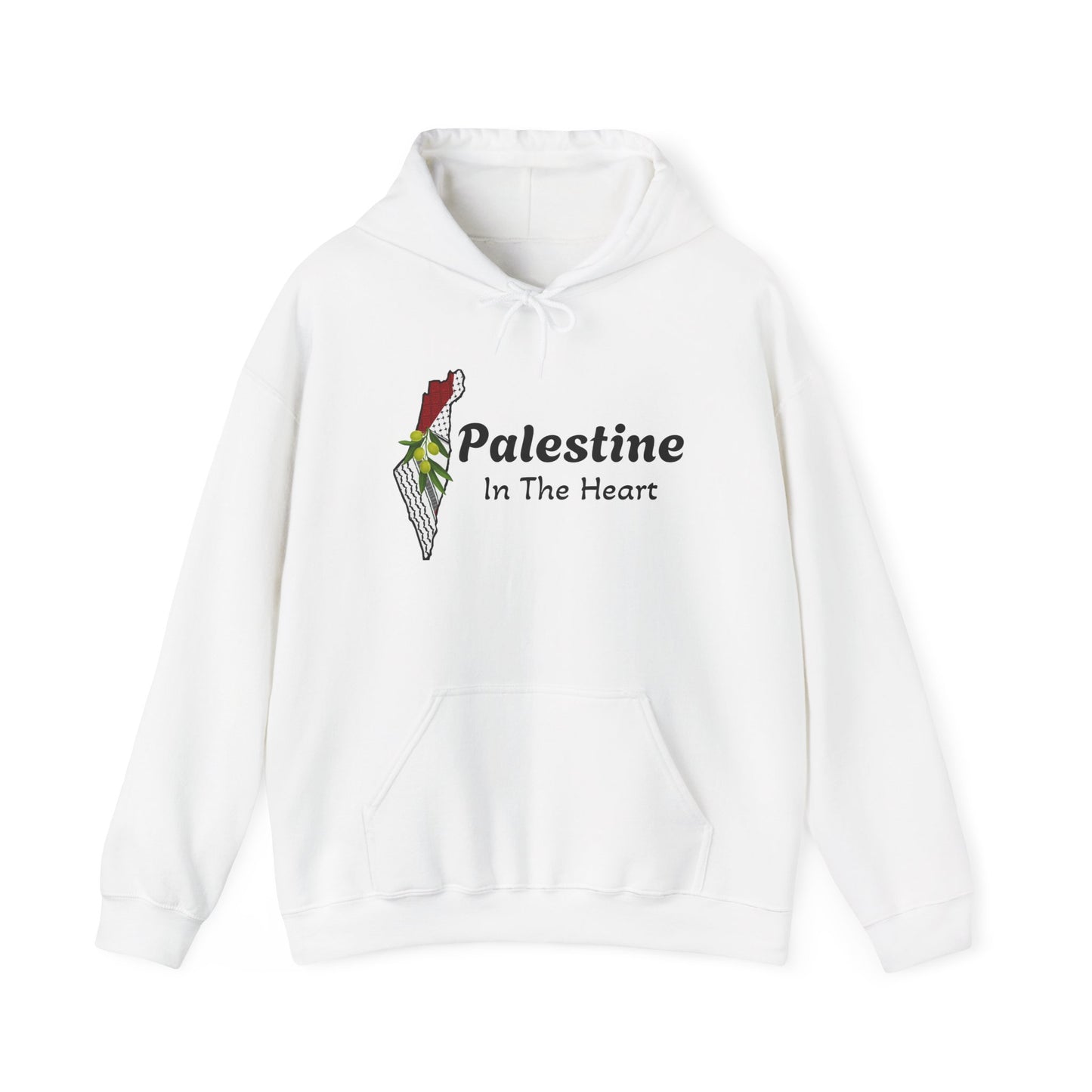 Palestine In The Heart Hoodie – Solidarity Flag Graphic Hooded Sweatshirt