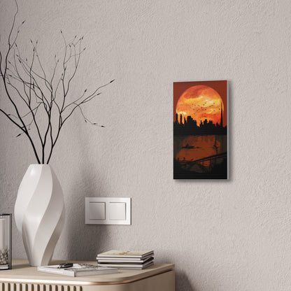 Sunset City Skyline Canvas Print — Orange Urban Sunset Wall Art