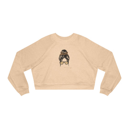 بلوفر قصير - سويت شيرت جرافيكي بطبعة كعكة فوضوية لفتاة القهوة للنساء