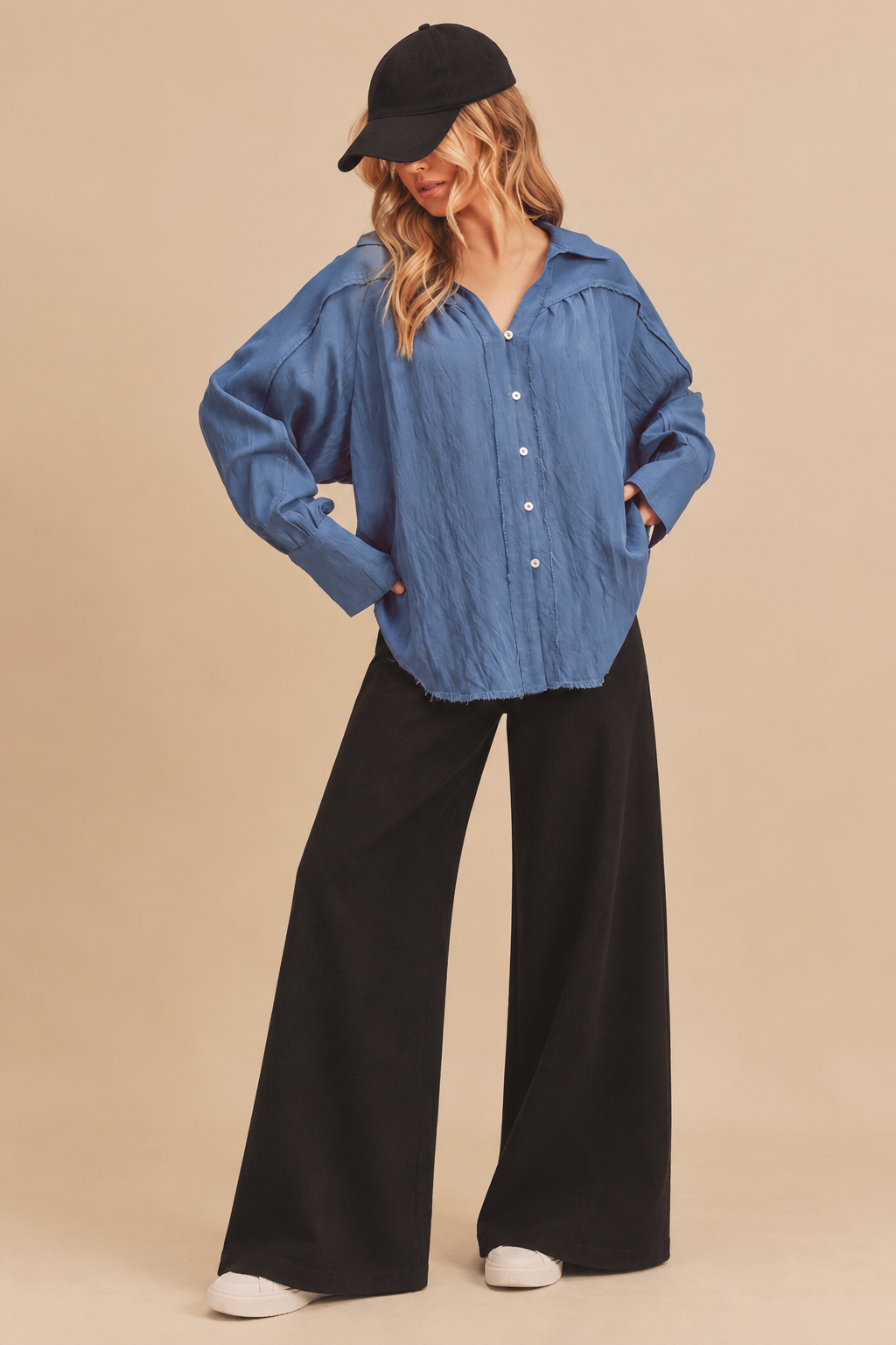 The Raw Hem Rayon Button-Down Shirt