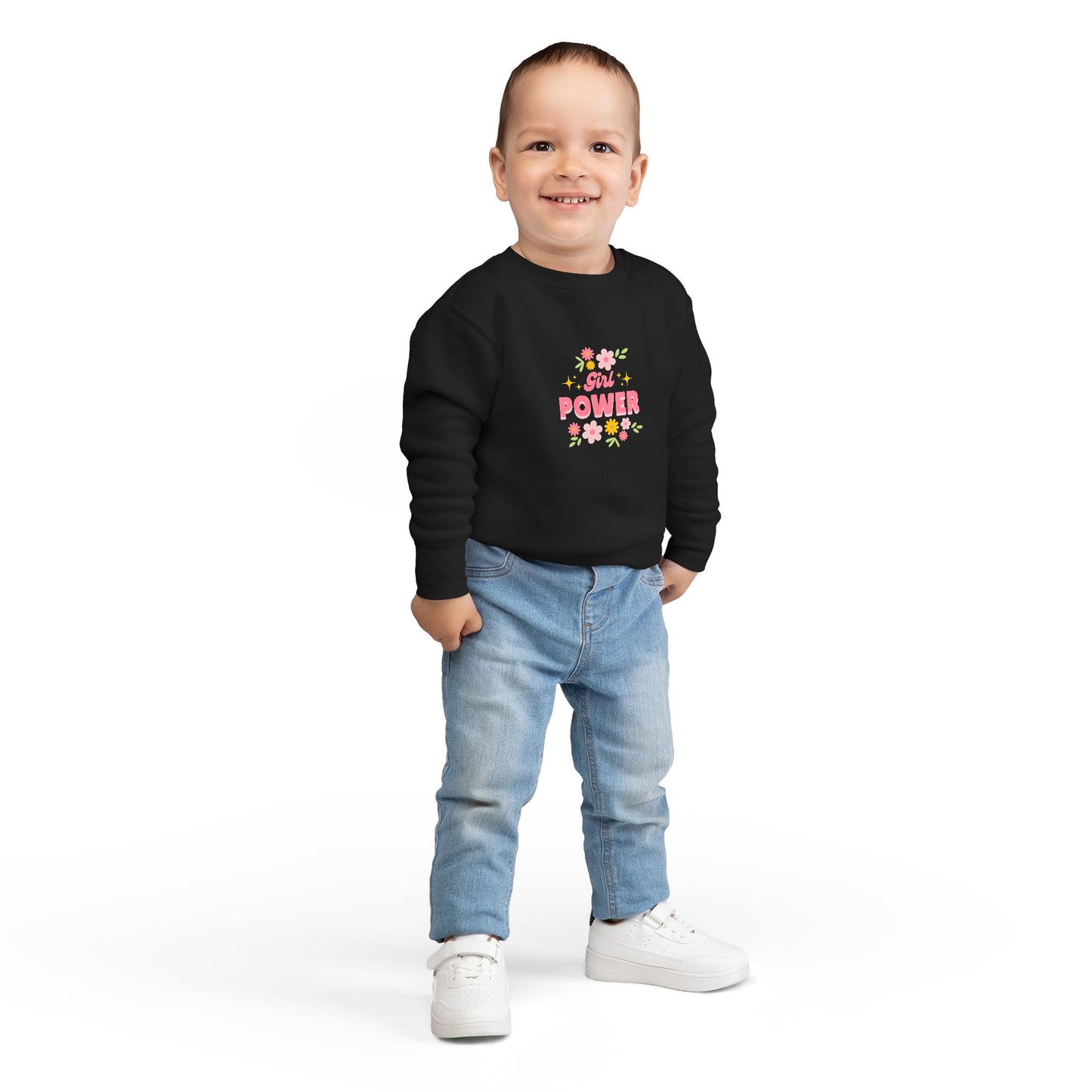 Girl Power Toddler Sweatshirt, Cute Kids Sweater, Floral Toddler Clothing, Empowering Gift, Birthday Outfit, Toddler Fashion