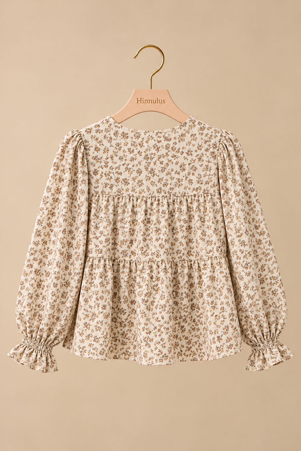 BiBi Floral Printed Peplum Blouse with Shirring and Tied