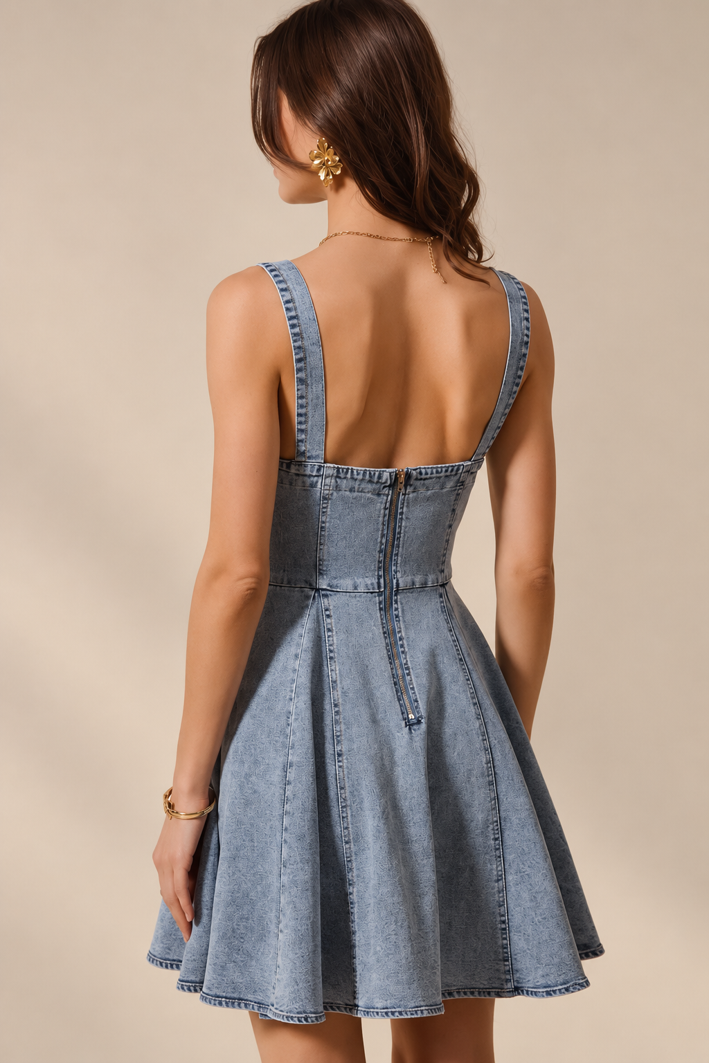 The Mineral-Washed Bow Denim Dress