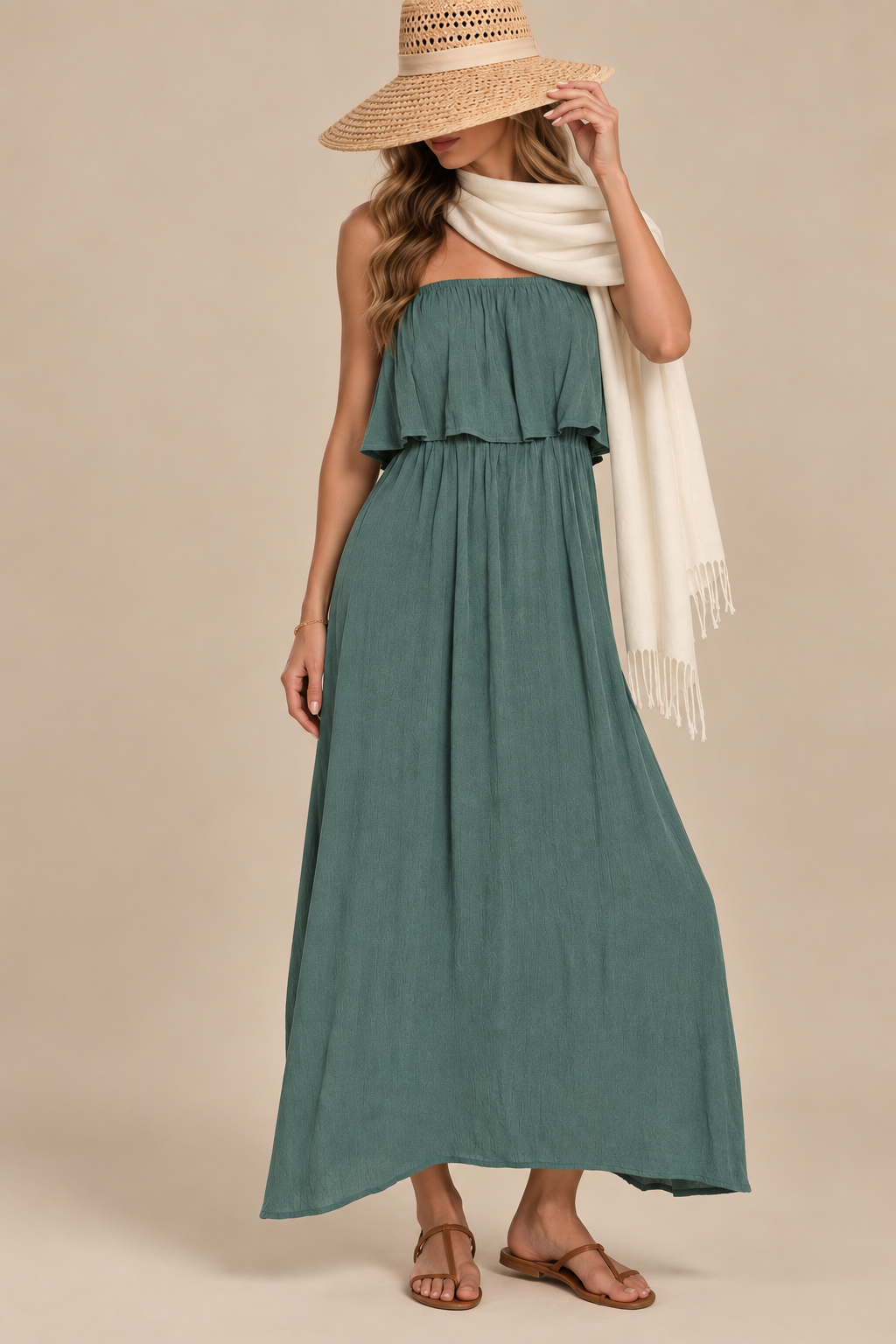 The Off-Shoulder Ruffle Maxi Dress