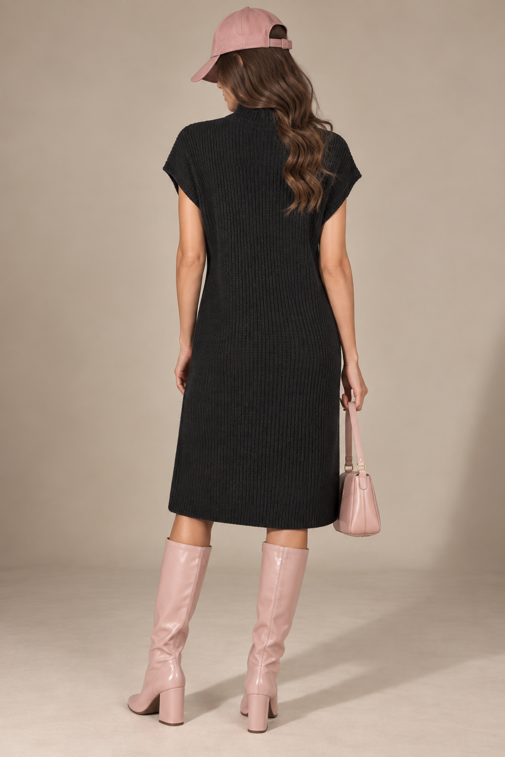 The Ribbed Cotton Mock Neck Dress