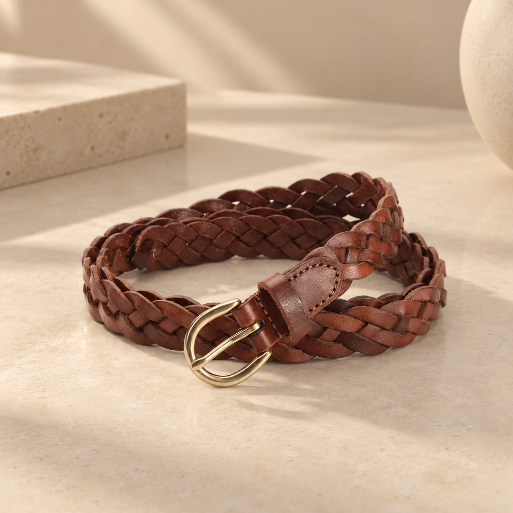 Cowhide Braided Leather Belt