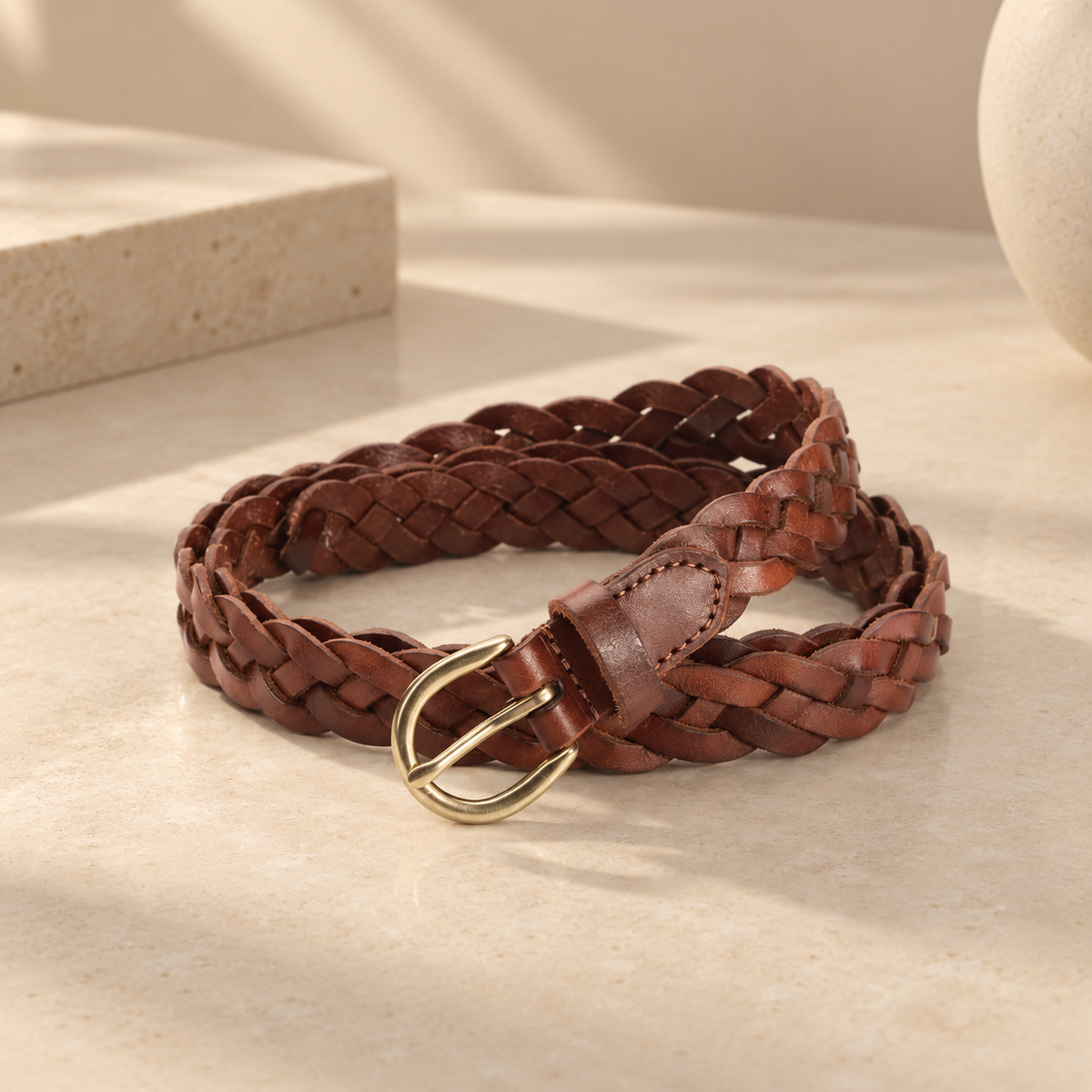 Cowhide Braided Leather Belt