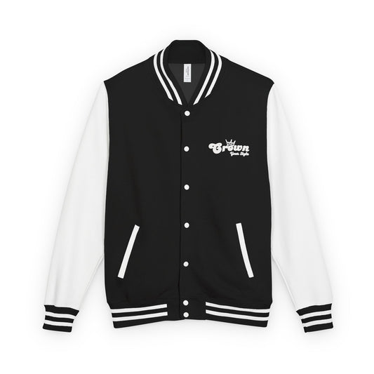 Letterman Jacket — Minimal Floral Patch Varsity Jacket