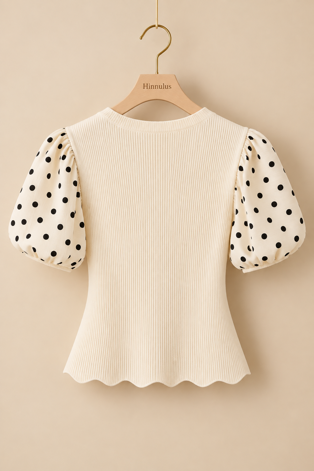 Polka Dot Balloon Sleeve Blouse