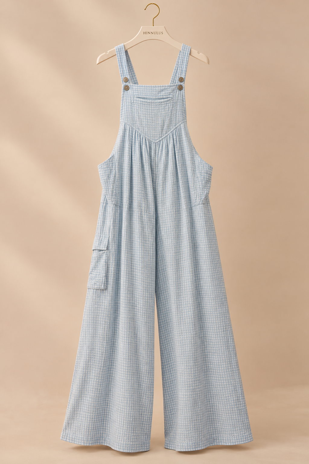 BiBi Vintage Washed Crinkle Gauze Wide Leg Overalls