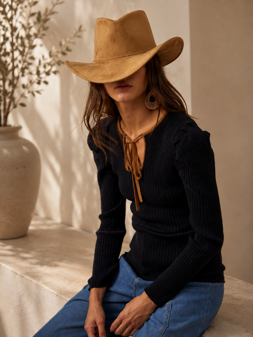 The Rosalie Knit Top | Contrast Tie Elegance