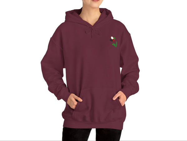Embroidered Minimalist Tulip Hoodie — Small Chest Flower Graphic