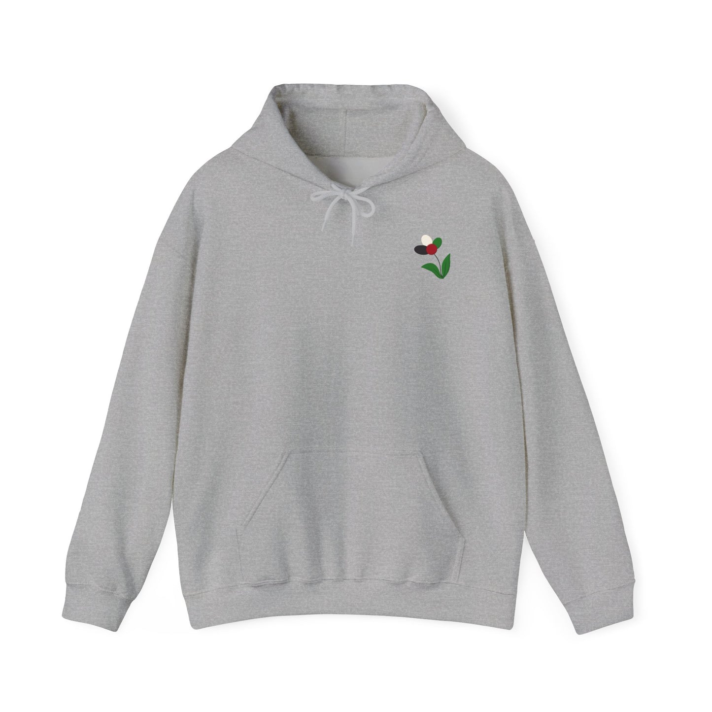 Embroidered Minimalist Tulip Hoodie — Small Chest Flower Graphic