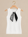 Scarf Detail Round Neck Tank
