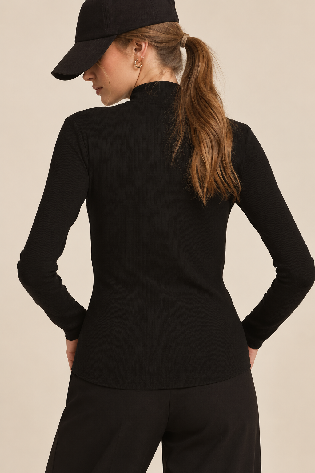 The Ruched Lyocell Mock Neck Top