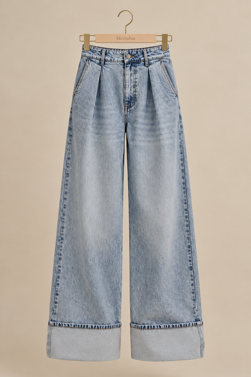 The Pleated Wide-Leg Denim Jeans