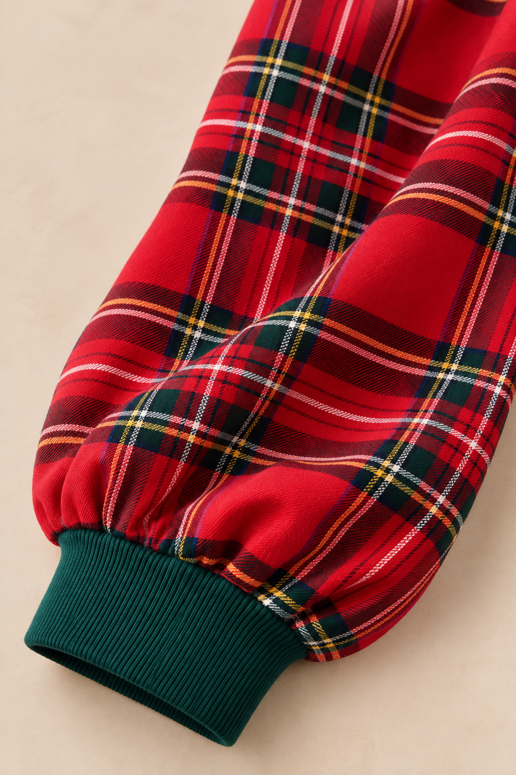 BiBi Christmas Plaid Exaggerated Shoulder Sleeves Top