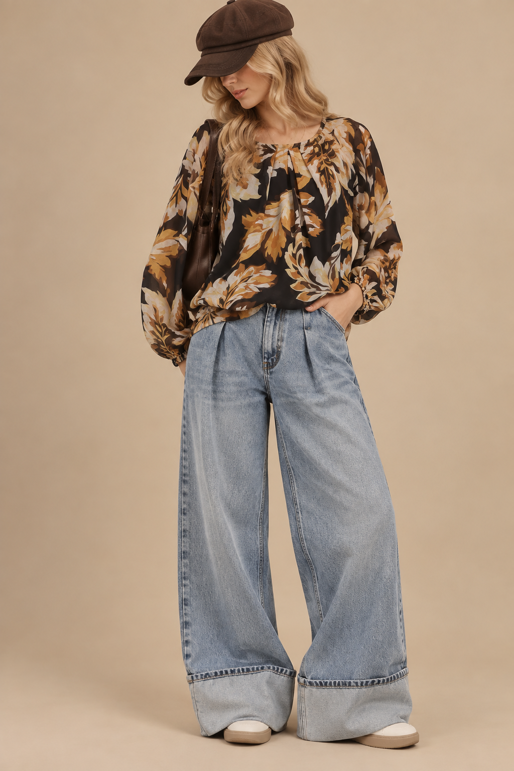 The Autumn Leaf Balloon Sleeve Blouse