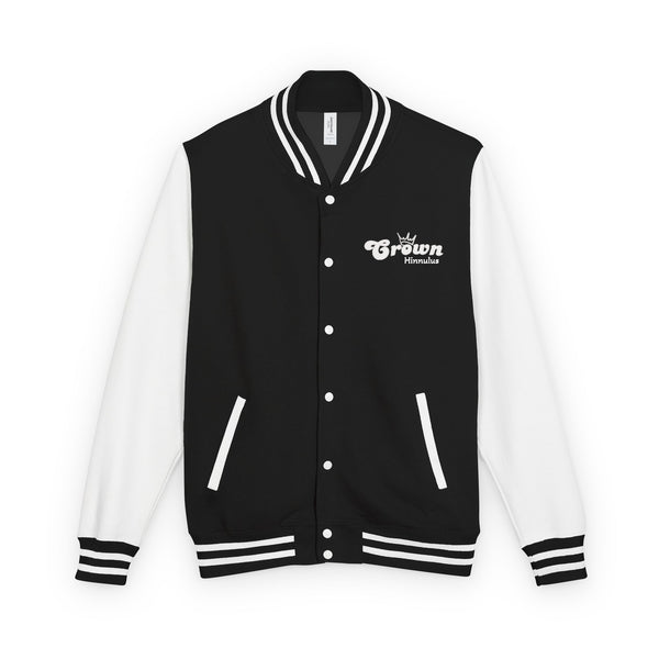 Letterman Jacket — Minimal Floral Patch Varsity Jacket