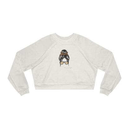 بلوفر قصير - سويت شيرت جرافيكي بطبعة كعكة فوضوية لفتاة القهوة للنساء