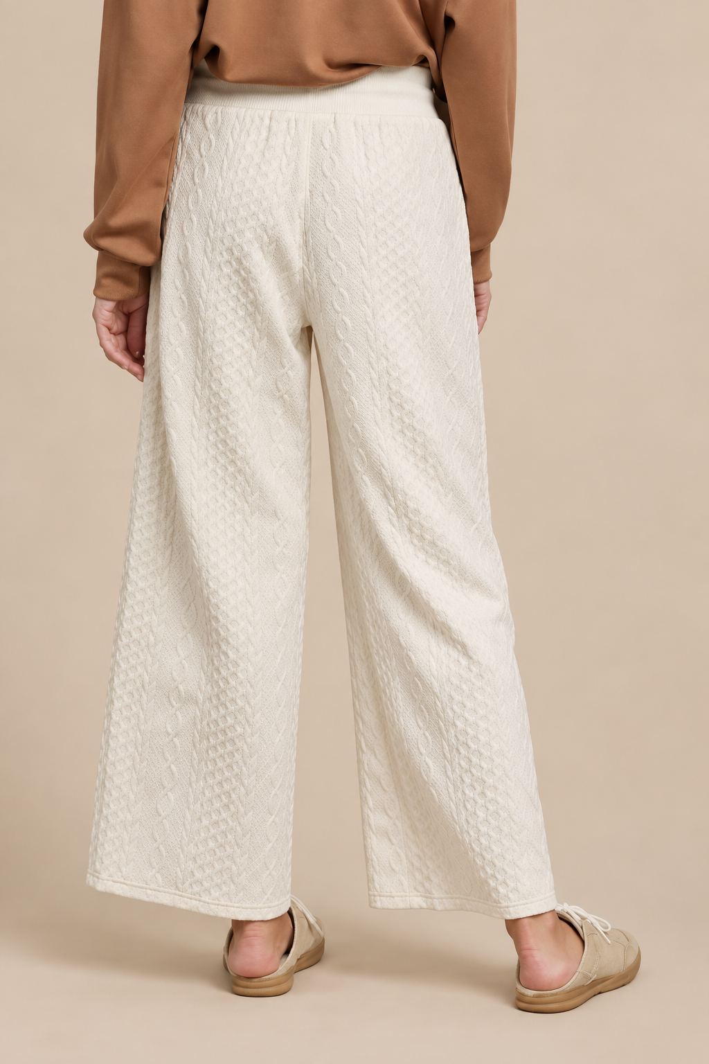 Umgee Cable Knit Textured Wide Leg Pants