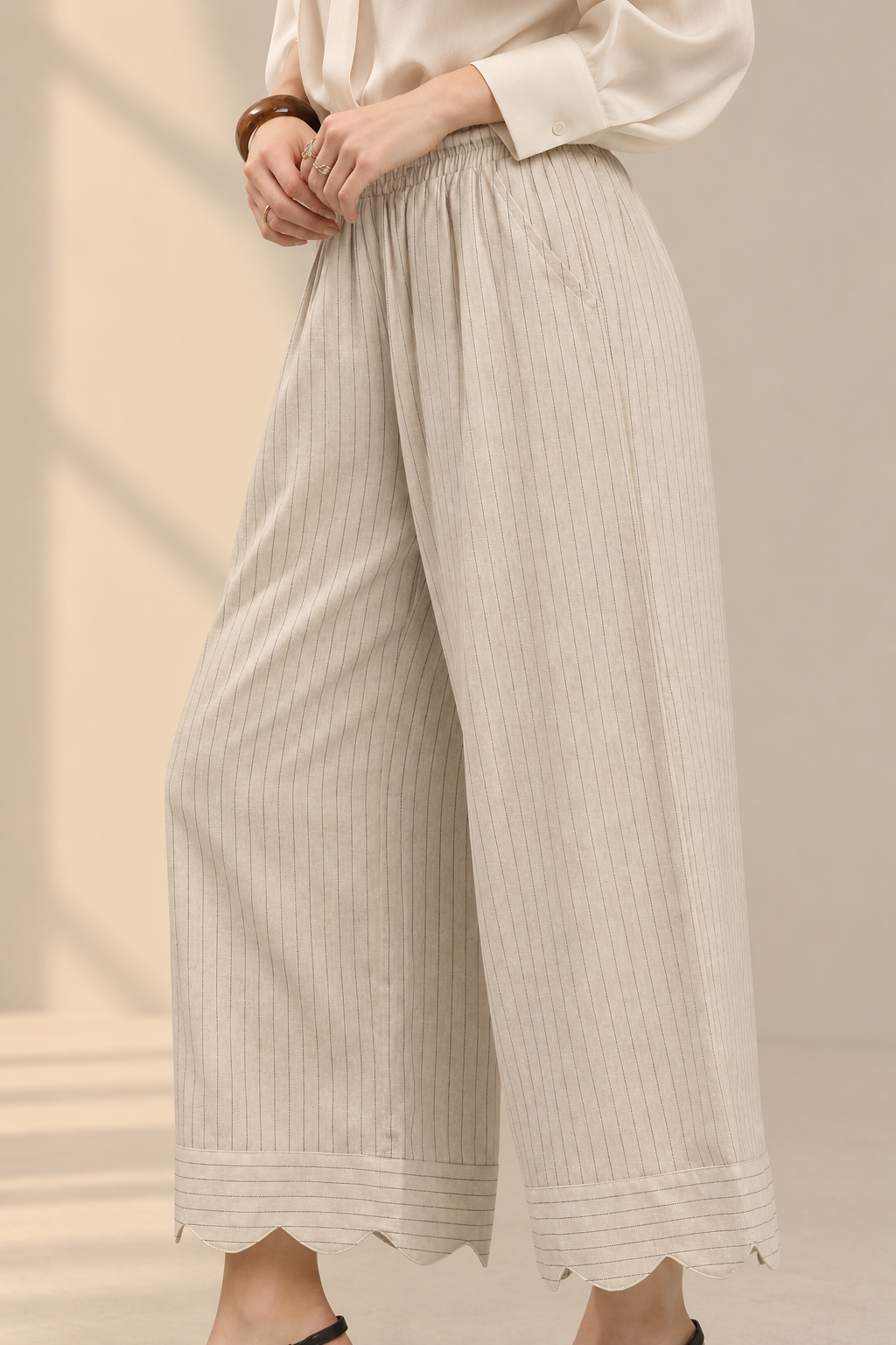 Umgee Pinstripe Wide Leg Pants