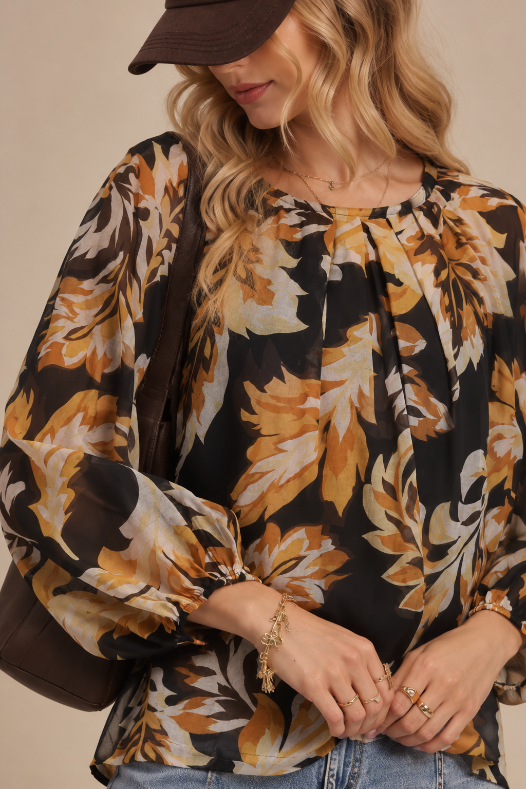 The Autumn Leaf Balloon Sleeve Blouse