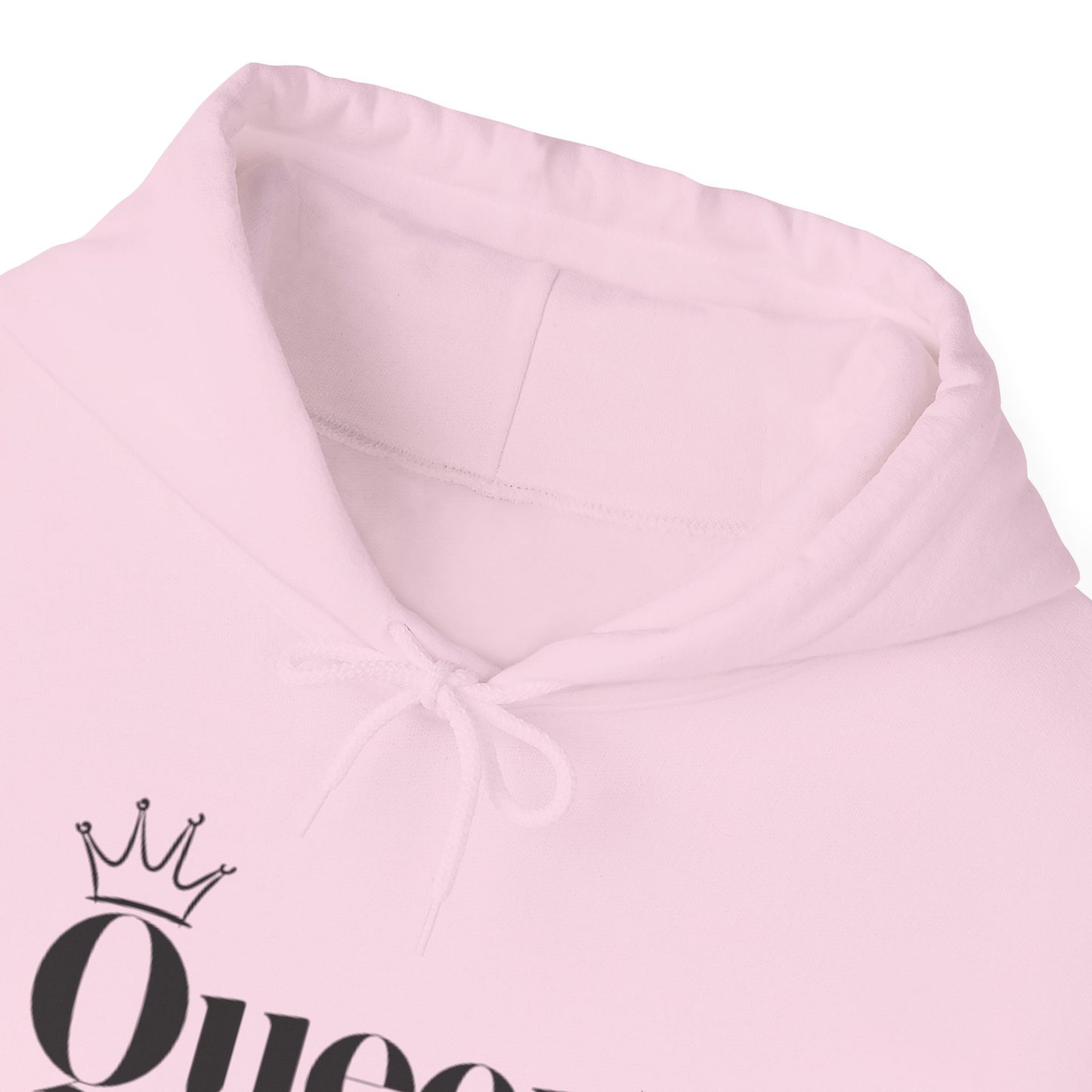 Queen Gothic Script Hoodie — Black Crowned Queen Sweatshirt