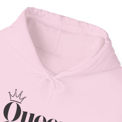 Queen Gothic Script Hoodie — Black Crowned Queen Sweatshirt