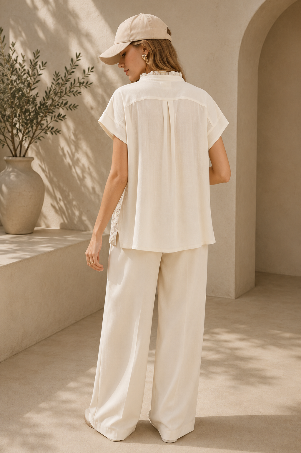 Lace Button-Front Blouse