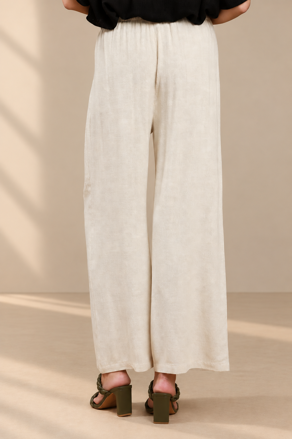Umgee High Waist Linen Blend Wide Leg Trousers