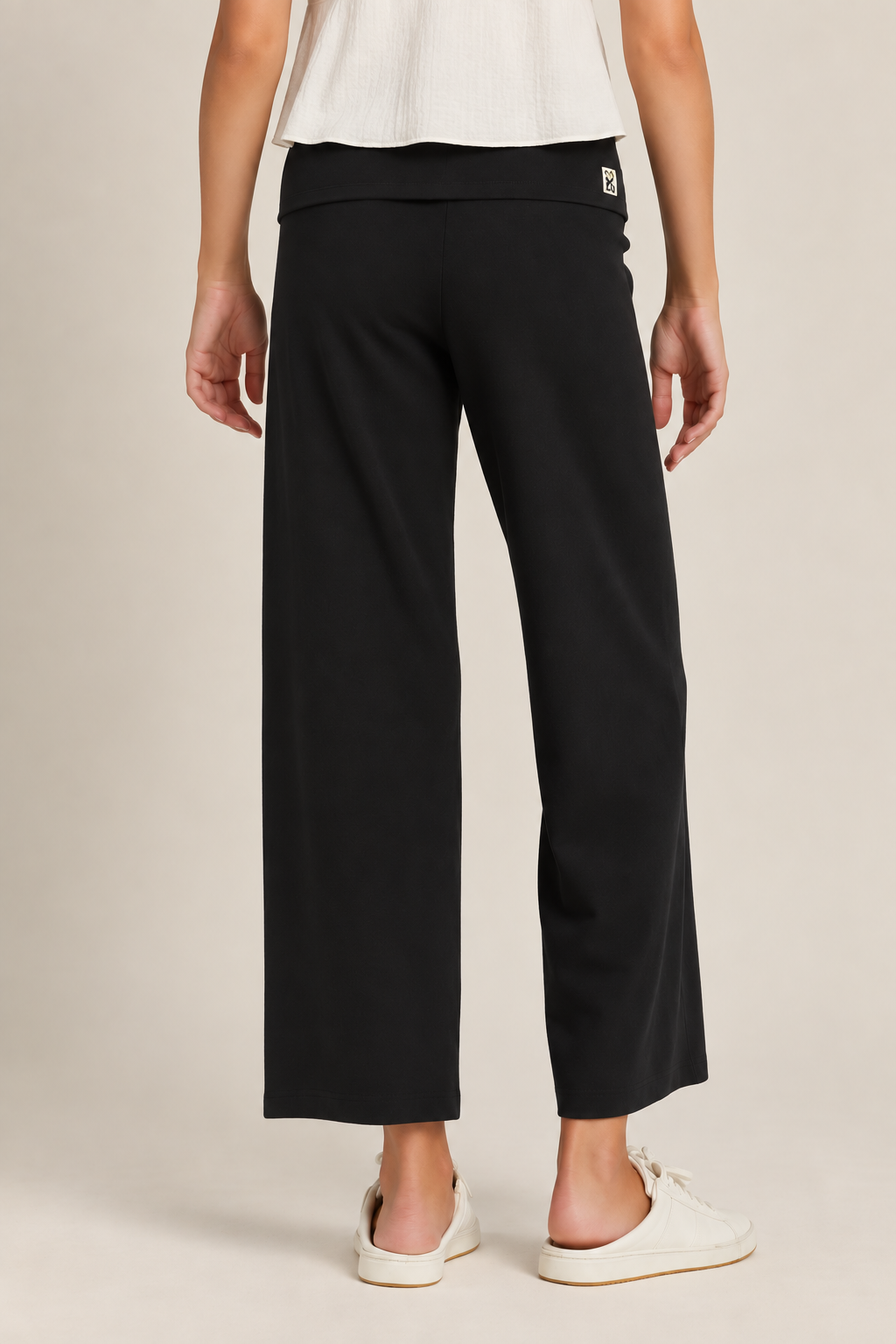 Umgee Cotton Viscose Folded Waistband Straight Leg Pants