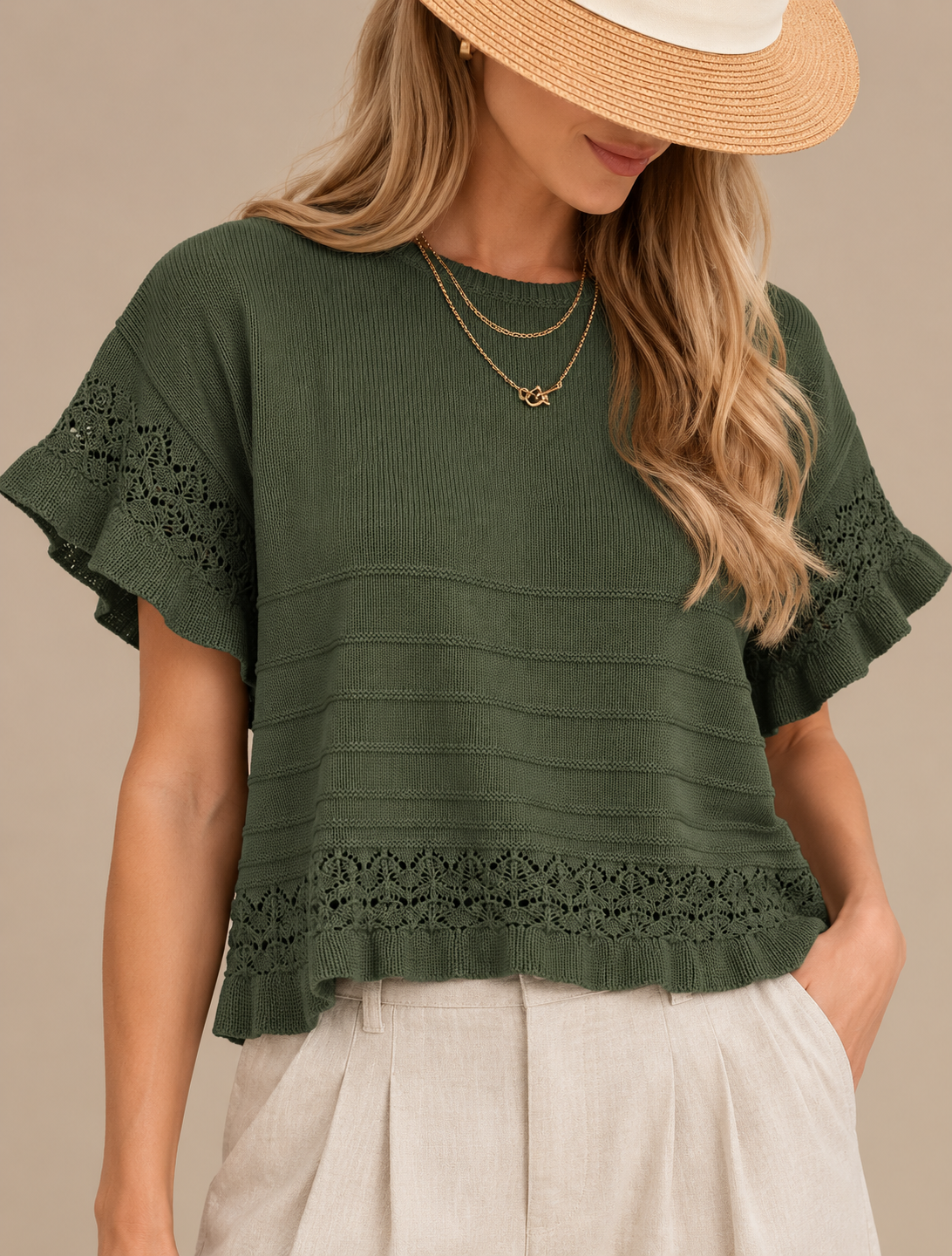 The Emilia Knit Top | Romantic Lace Detail