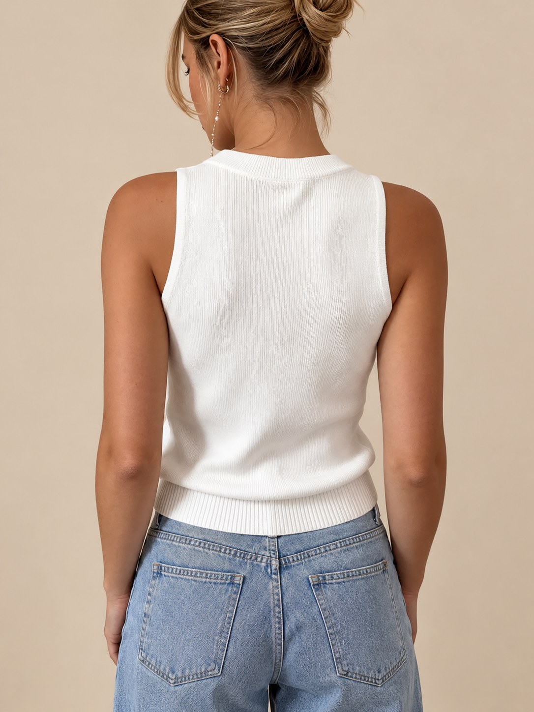 Scarf Detail Round Neck Tank