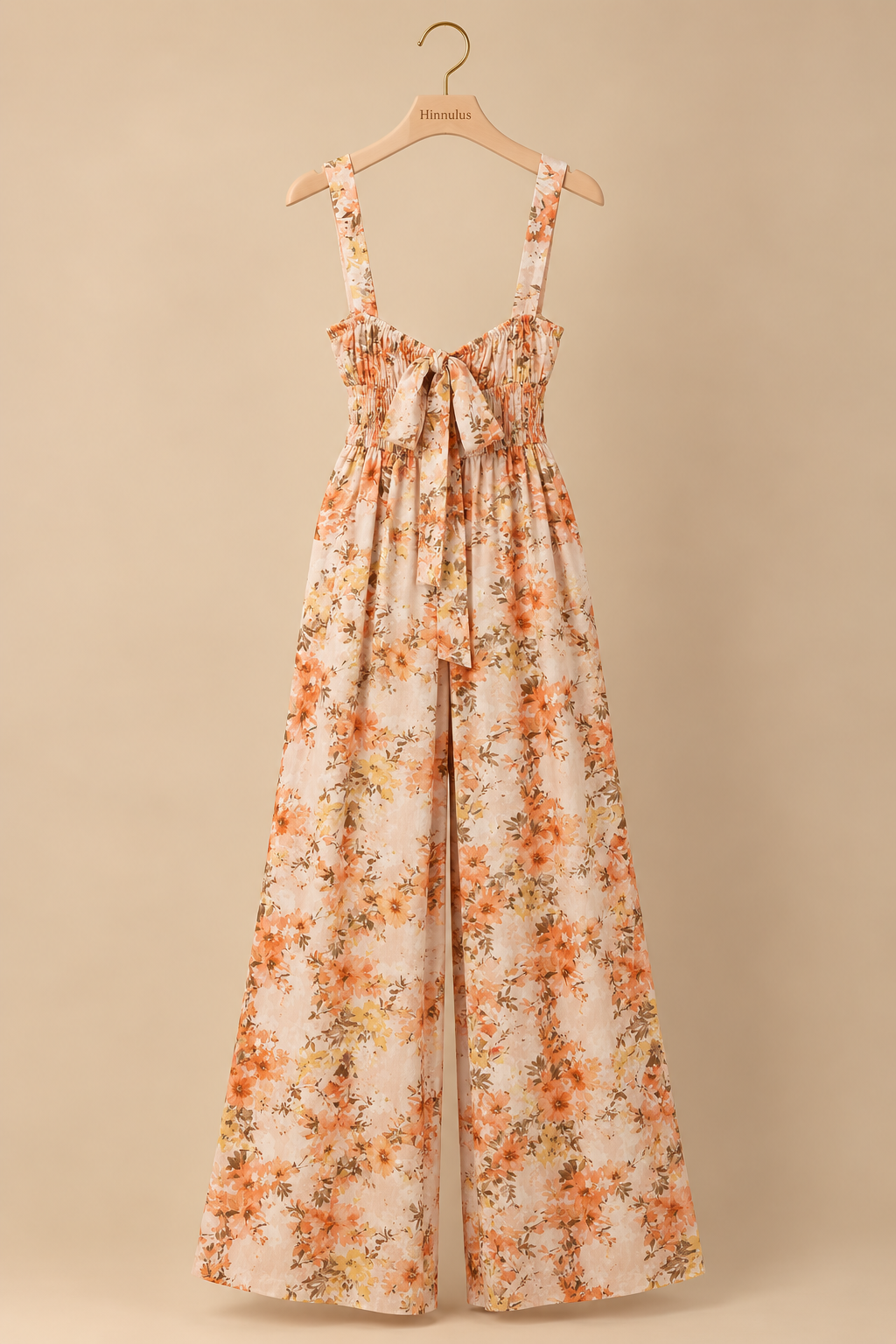 Mittoshop Flower Print Gathered Bust Sleeveless Jumpsuit