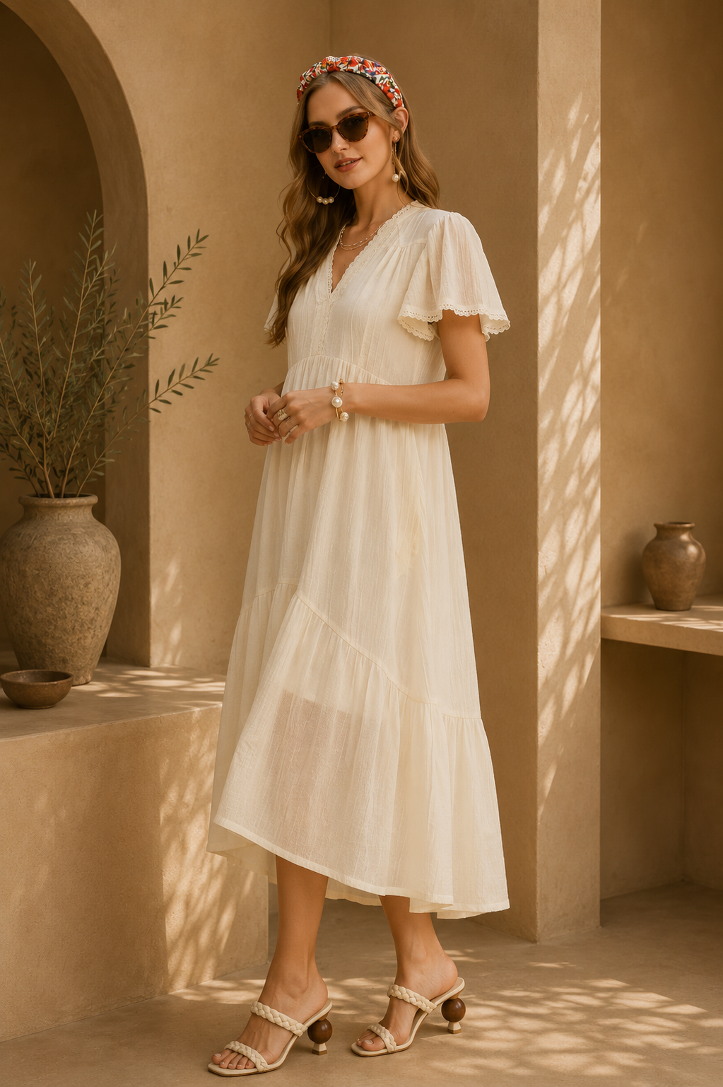 Textured Tiered Midi Dress | Elegant Women’s Dress