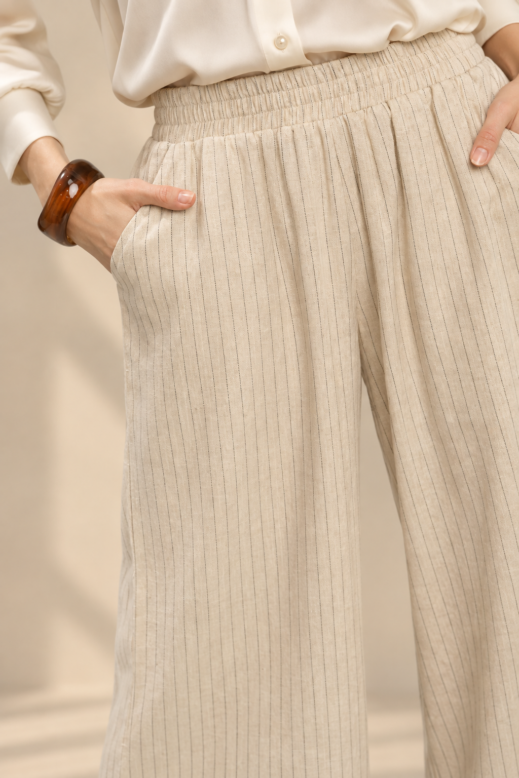 Umgee Pinstripe Wide Leg Pants