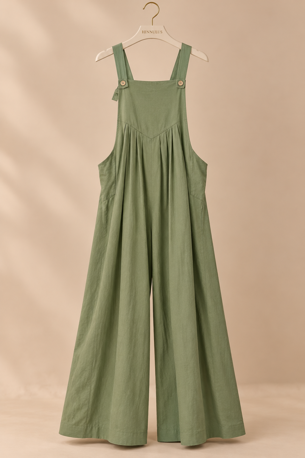 BiBi Ruched Wide Leg Overalls with Pockets
