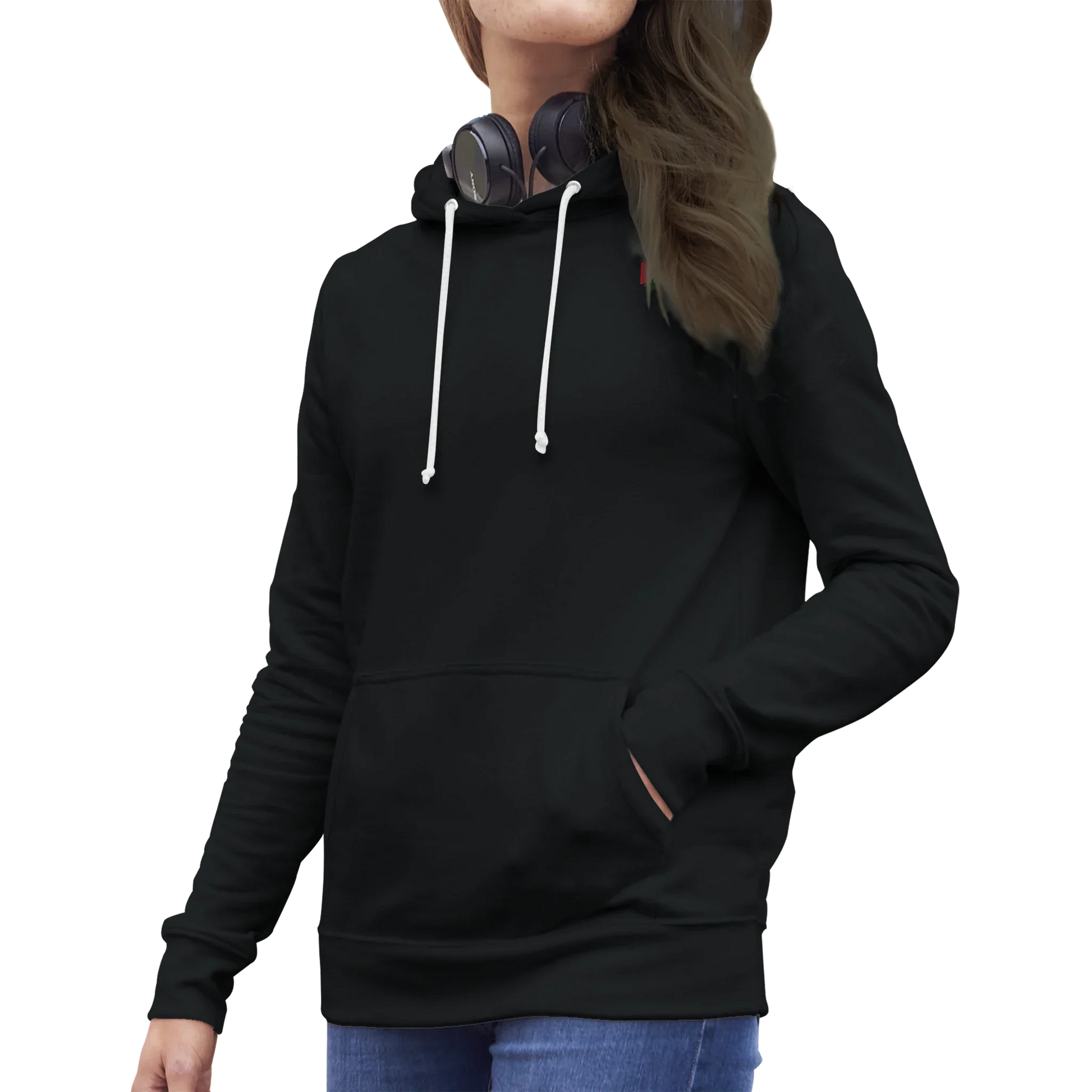 Premium Womens Pullover Hoodie Black - Hinnulus