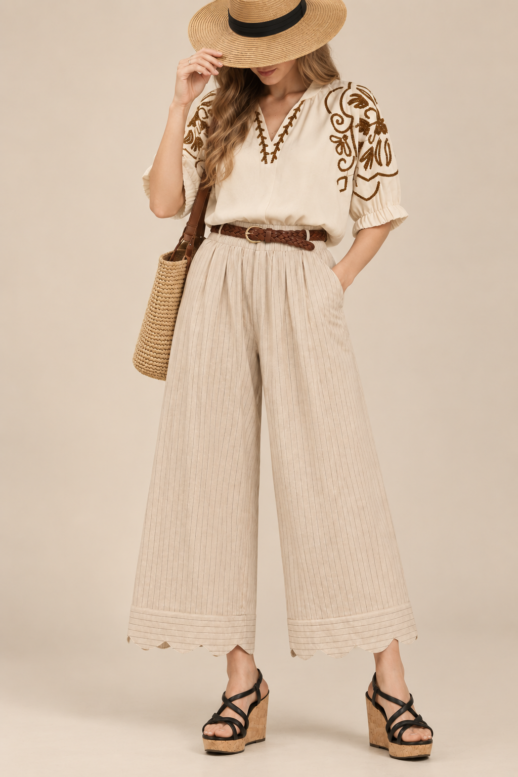 Umgee Floral Embroidered Sleeve Blouse