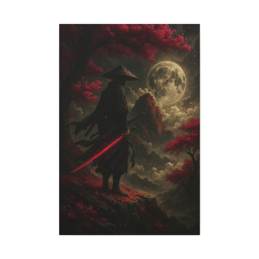 Stretched Canvas Art Print, Samurai Wall Decor, Vintage Japanese Aesthetic, Home & Office Wall Art, Unique Gift Idea