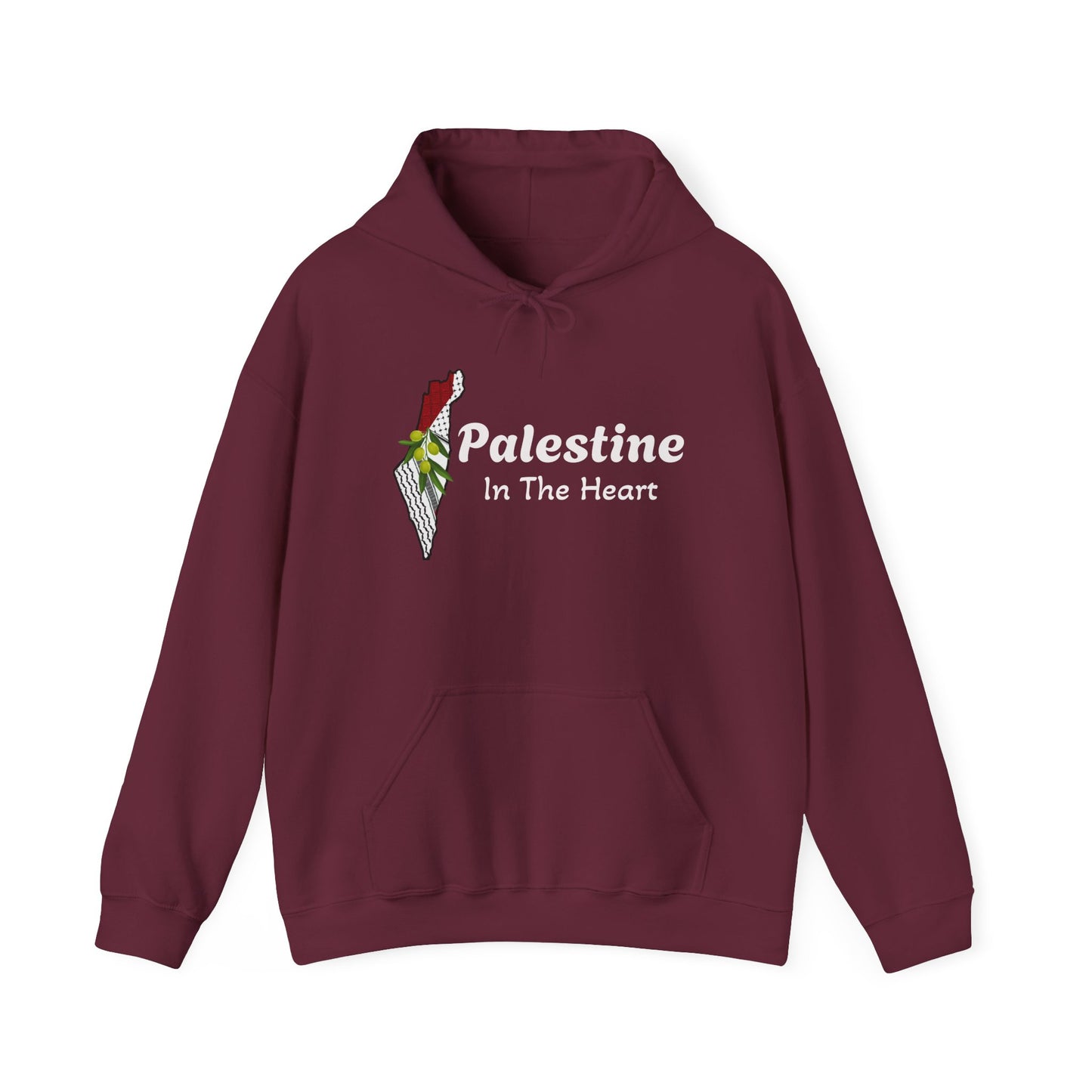 Palestine In The Heart Hoodie – Solidarity Flag Graphic Hooded Sweatshirt