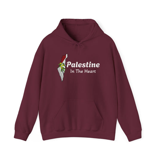 Palestine In The Heart Hoodie – Solidarity Flag Graphic Hooded Sweatshirt