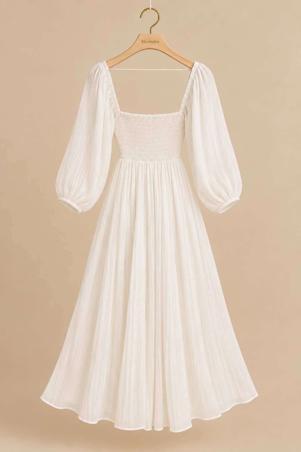 Ruffled Square Neck Balloon Sleeve Dress